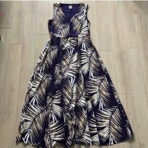 Anne Klein Palm Leaf Print Sleeveless Maxi Dress Size 12
